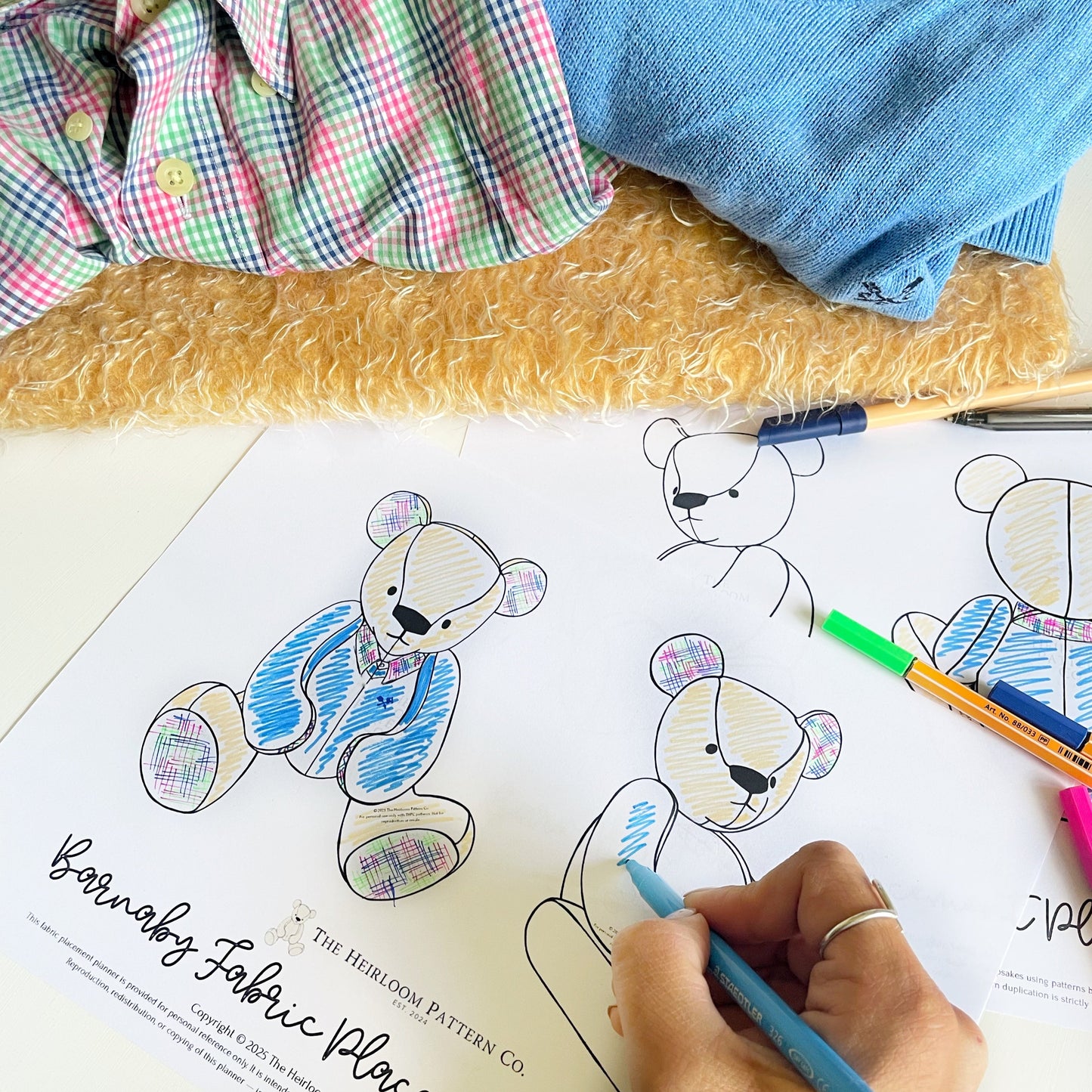Barnaby Memory Bear Fabric Placement Planner