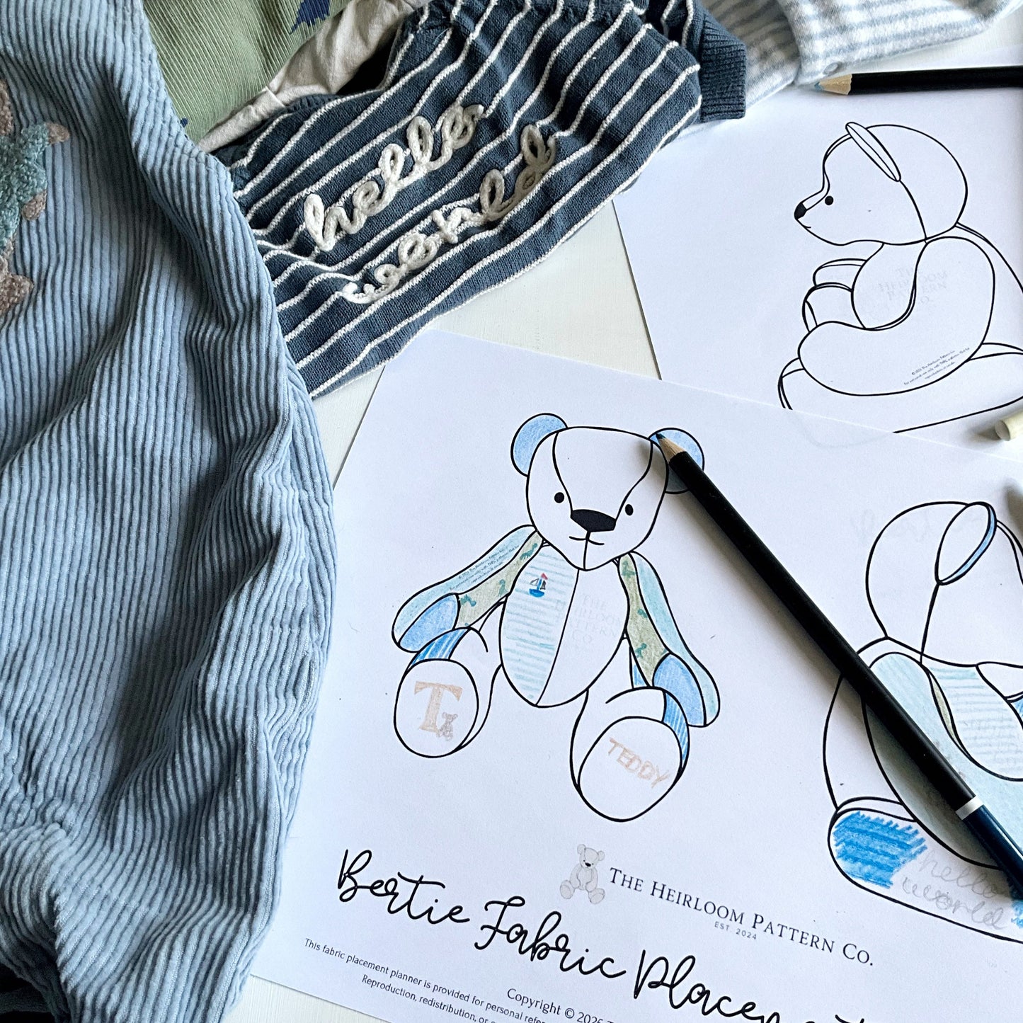 Bertie memory bear fabric planner