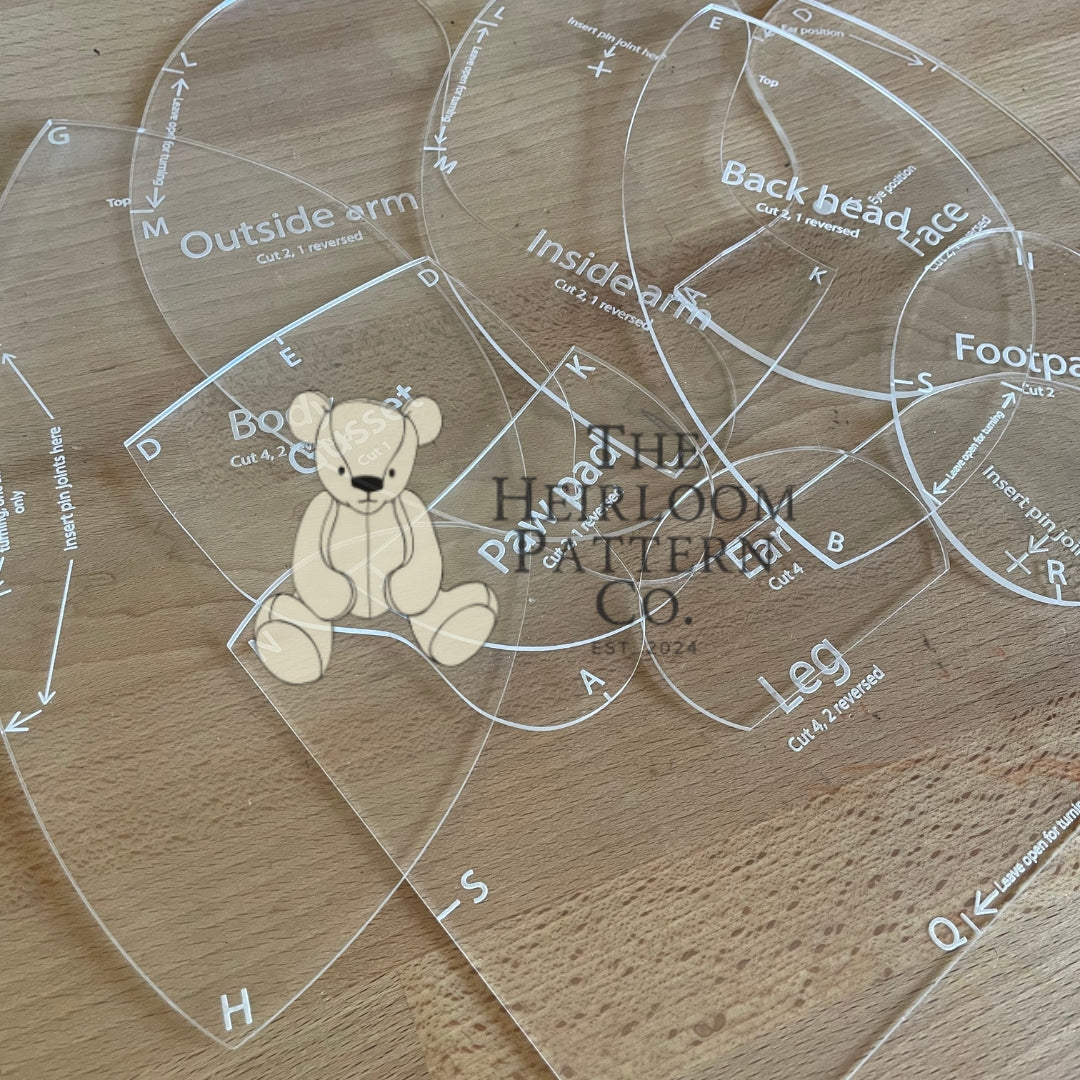 acrylic template Barnaby memory bear pattern acrylic memory bear pattern template – the heirloom pattern co.