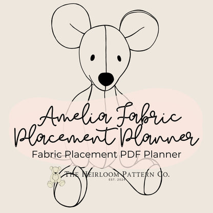 Fabric Placement Planner with a mouse illustration and text on a beige background