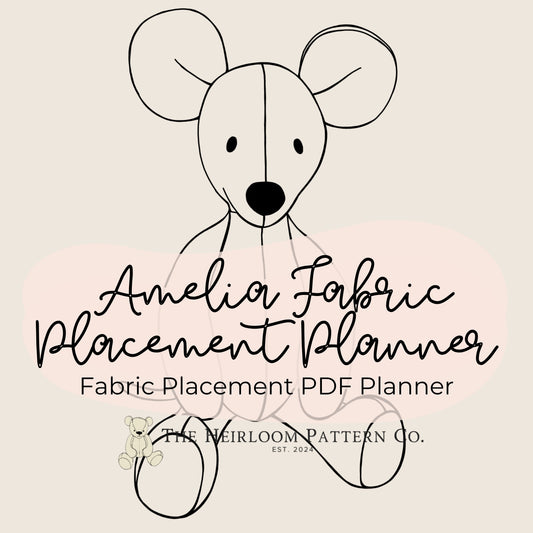 Fabric Placement Planner with a mouse illustration and text on a beige background