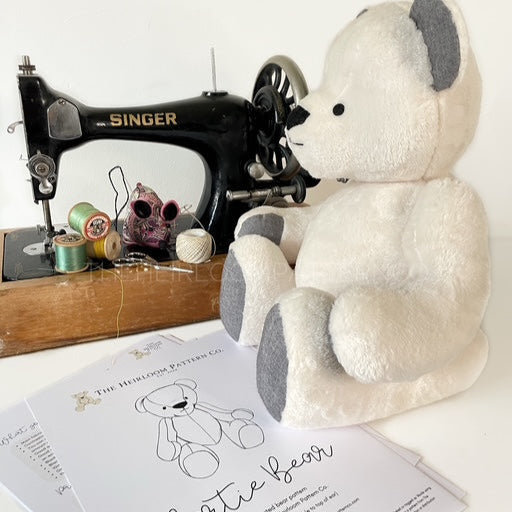 Bertie Memory Bear with printed pattern