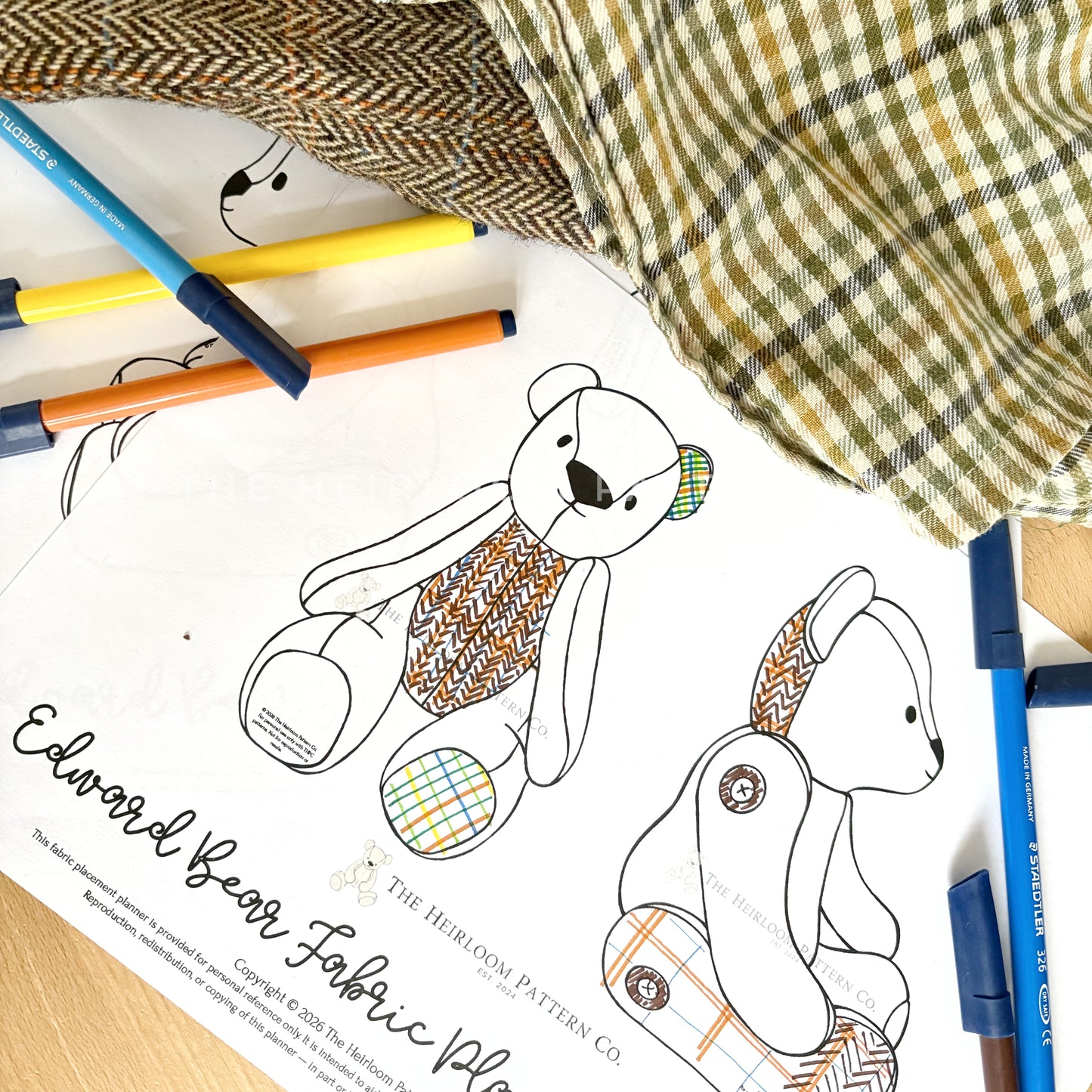 Memory Bear Edward Fabric Placement Planner | PDF
