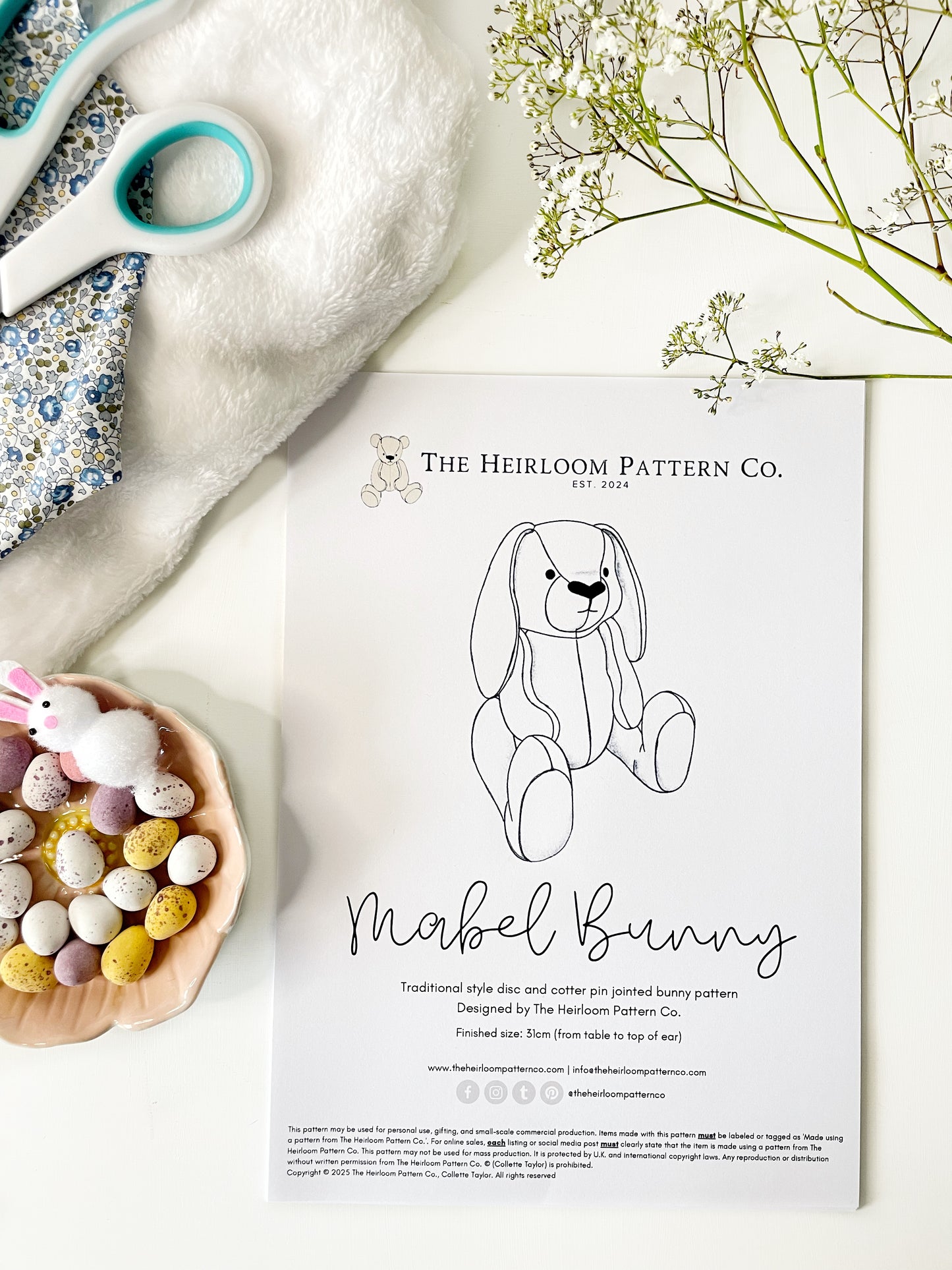 mabel memory bear bunny sewing pattern
