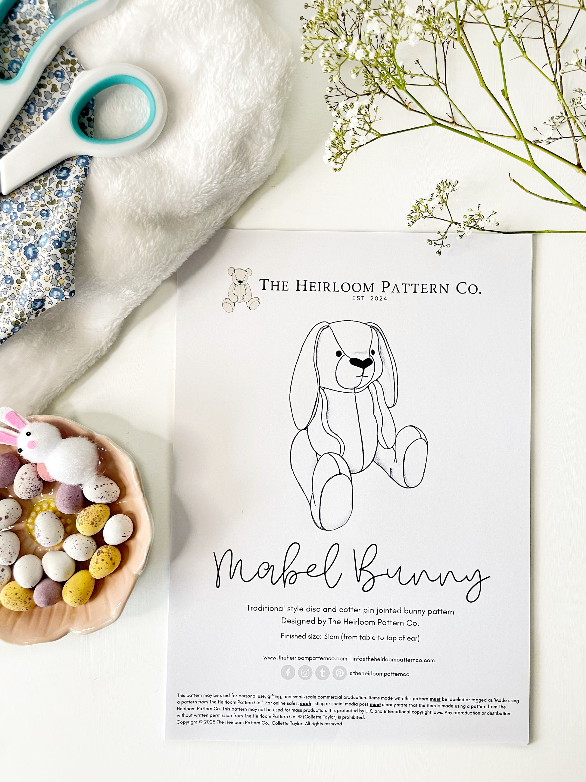 mabel memory bear bunny sewing pattern